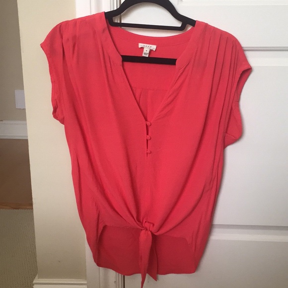 Joie Chally Tie Front Top Coral Size Small - Picture 3 of 5